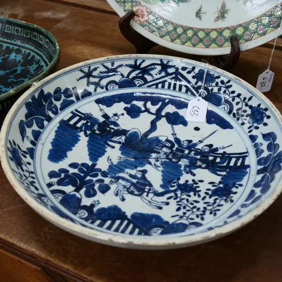 CHINESE BLUE & WHITE SHALLOW BOWL