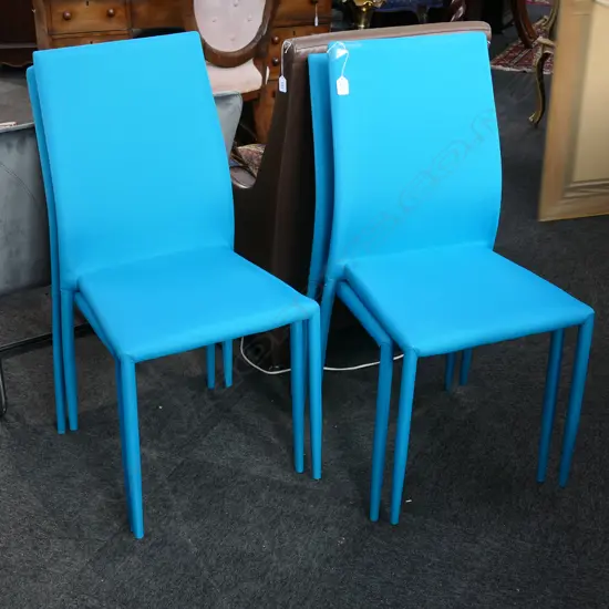 4 BLUE OUTDOOR DINING CHAIRS