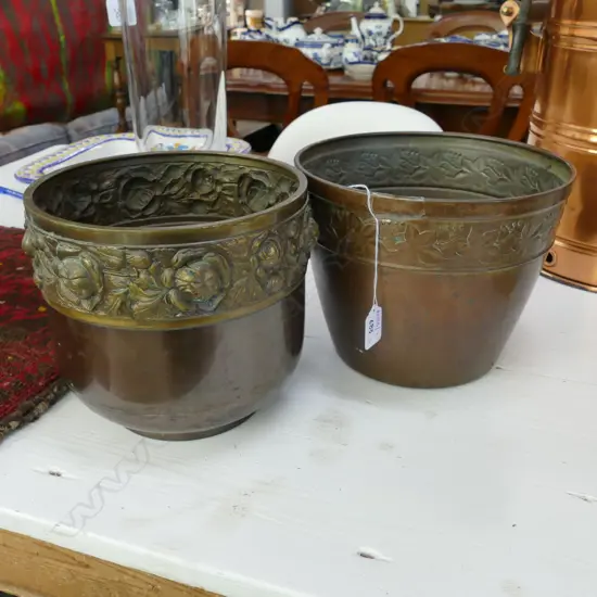 2 BRONZE JARDINERES 190MM H