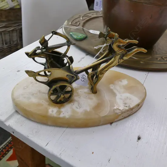 BRASS AND ALABASTER SCULPTURE 250MM L