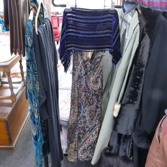 BEADED SKIRT AND VELVET SHAWL