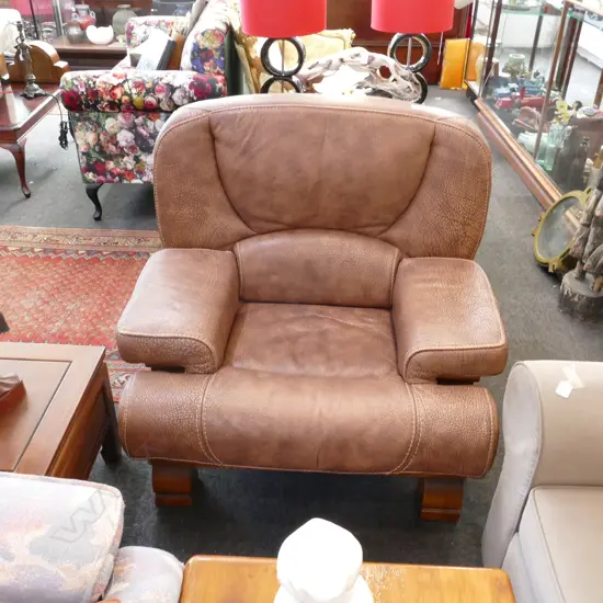 BROWN LEATHER ARMCHAIR