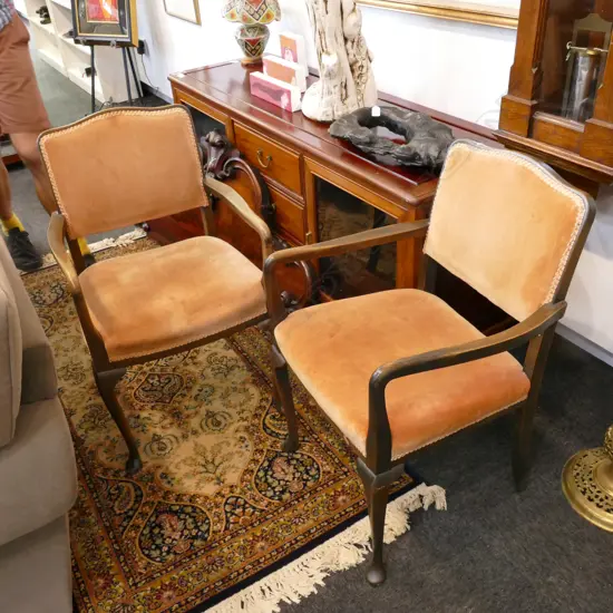 PR ORANGE VELVET ARMCHAIRS