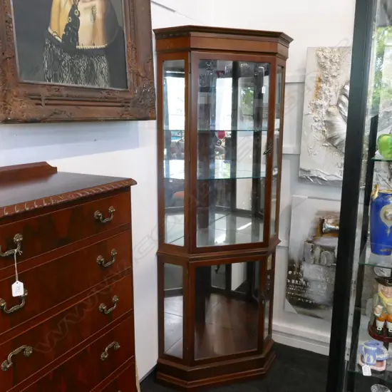 MAHOGANY GLAZED CORNER CABINET H 1980 MM