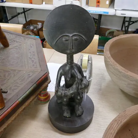 AFRICAN ASHANTI MOTHER & CHILD STATUETTE