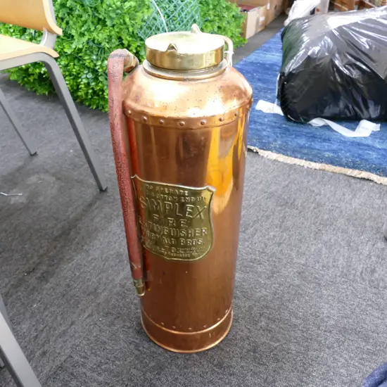 1934 COPPER WORMALD FIRE EXTINGUISHER 520MM H
