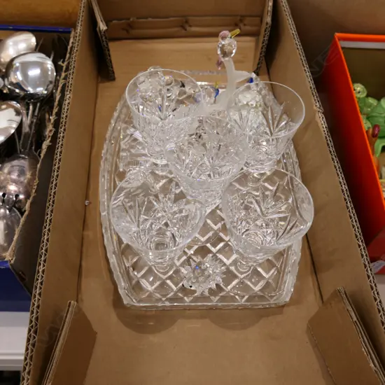 LOT GLASSWARE AND SWAROVSKI ANIMALS ALL AF