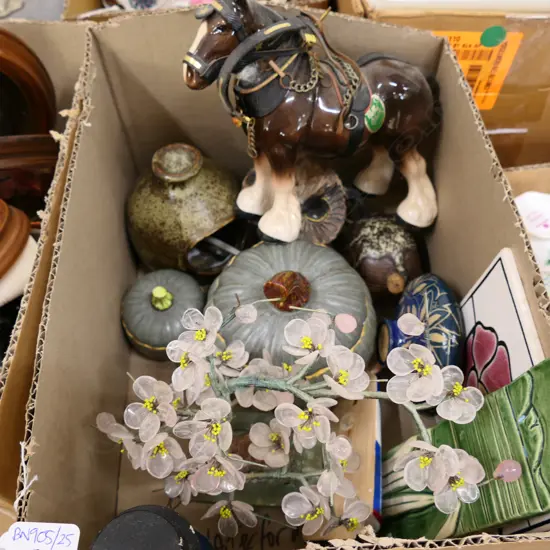 BOX LOT ASST. CERAMICS, JEWEL TREE ETC