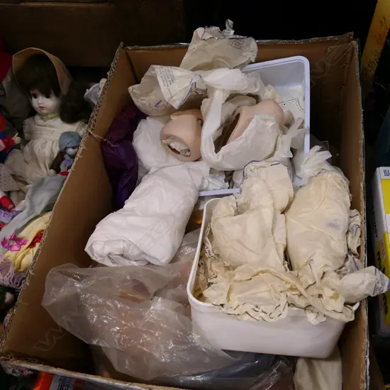 LOT ASST DOLLS HEADS /PARTS/GREEN WARE ETC