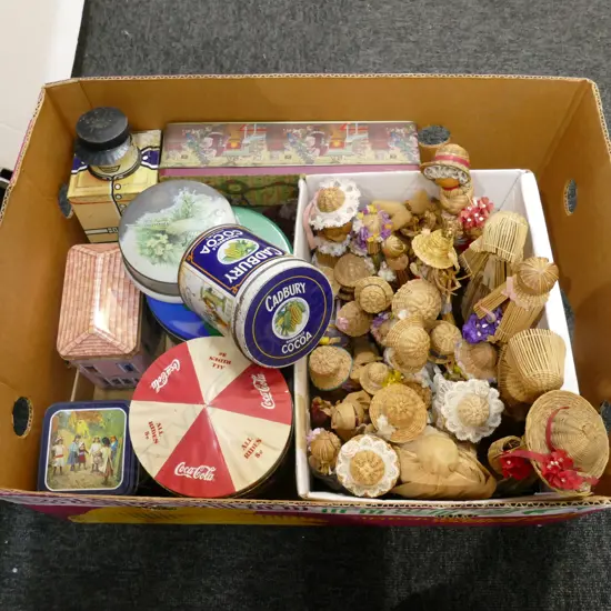 ASST TINS +STRAW DOLLS