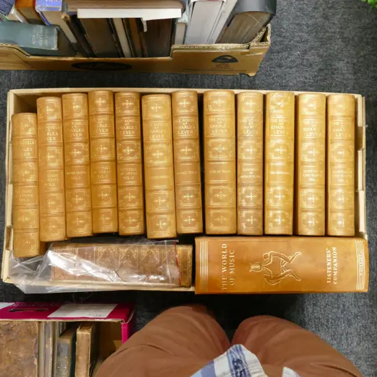 ASST LEATHER BOUND BOOKS CHARLES LEVER ETC