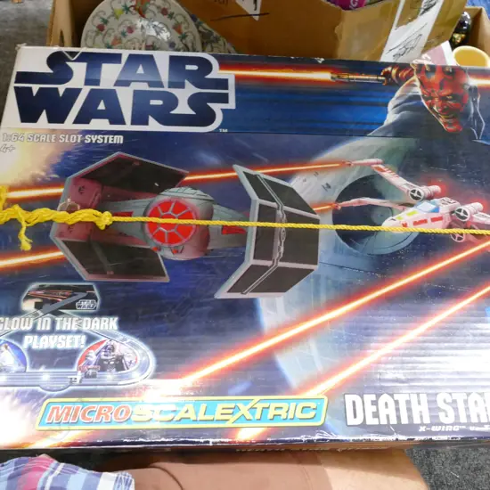 BOX LOT STAR WARS DEATH STAR ATTACK RACING TRACK GAME