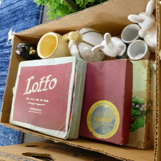 BOX LOT VINTAGE BOARD GAMES ETC