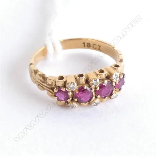 18 CT GOLD RUBY AND DIAMOND RING 