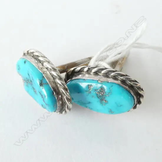 SLEEPING BEAUTY TURQUOISE & STG SILVER CUFFLINKS 
