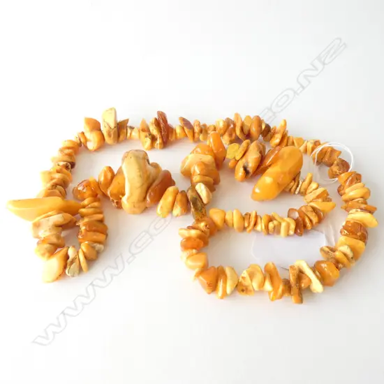 An amber nugget necklace