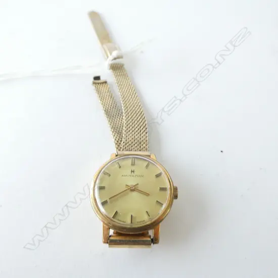 Ladies Hamilton watch, Gold plated strap
