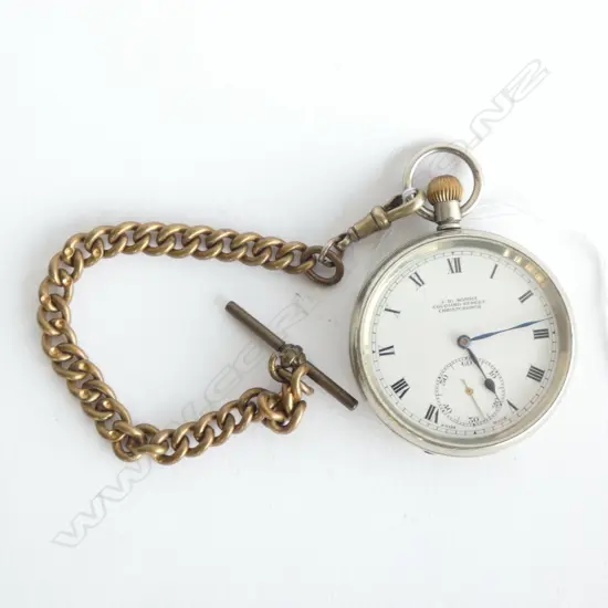 OPEN FACE VINTAGE POCKET WATCH &  FOB CHAIN - WORKING.
