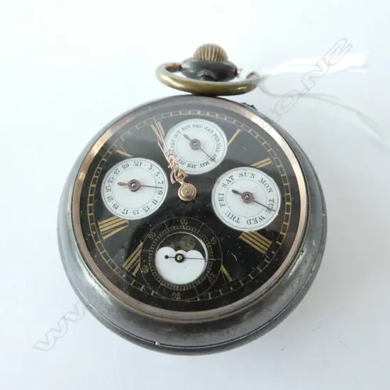 watch, Poss, gunmetal case, Day Date, time, month and moonphase