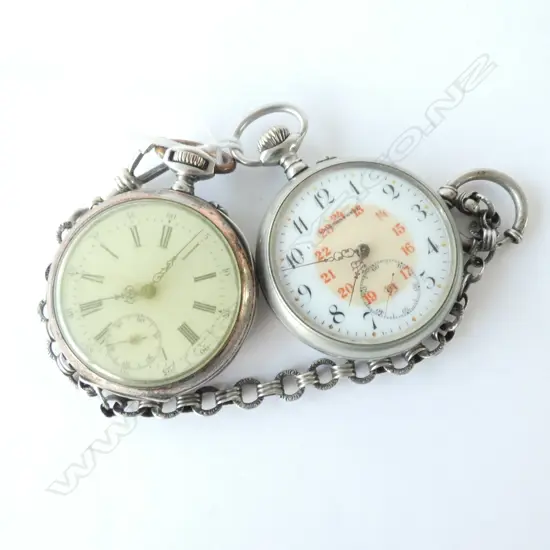 800 SILVER POCKETWATCH WITH CHAIN + OTHER 'KAISERSTUNDE'