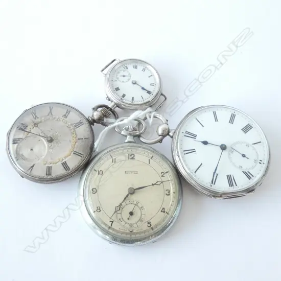 3 POCKETWATCHES, 2 SILVER + WATCH