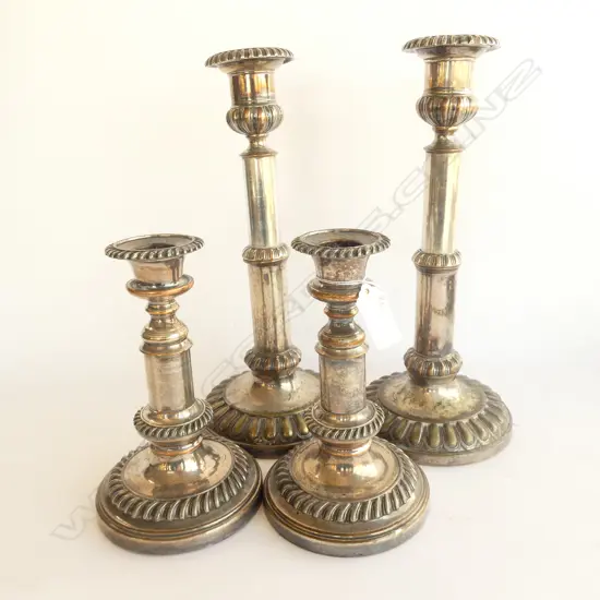 2 PR OF SILVER PLATE TELESCOPIC CANDLESTICKS 