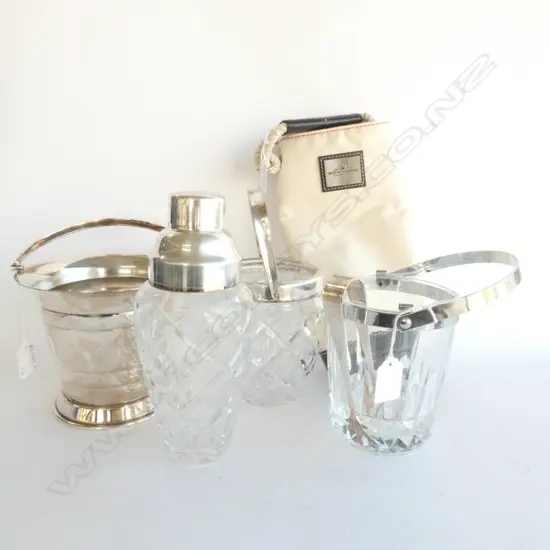 CRYSTAL DRINKS SET + 2 ICE BUCKETS & MOET CANVAS HOLDER