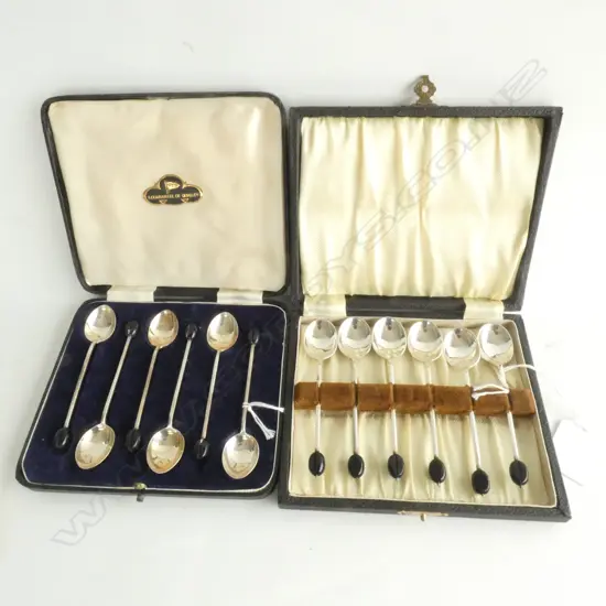 (19645)SILVER COFFEE SPOON SET BOXED + ANOTHER S/PLATE