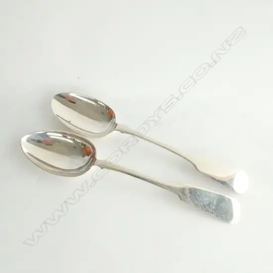 2 RUSSIAN STG SILVER TABLESPOONS, 84 ZOLOTNIK ASSAY MARKS, 108GM