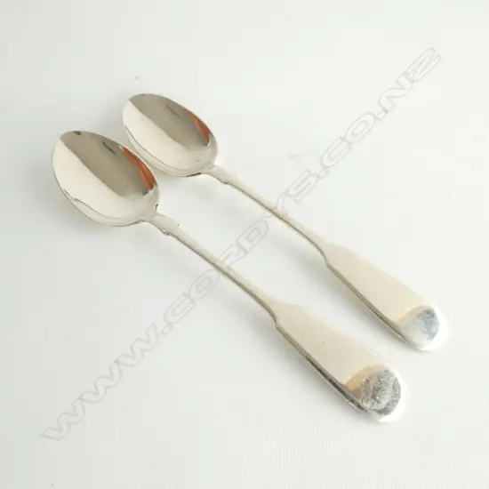2 RUSSIAN STG SILVER DESSERTSPOONS, 84 ZOLOTNIK, 115GM
