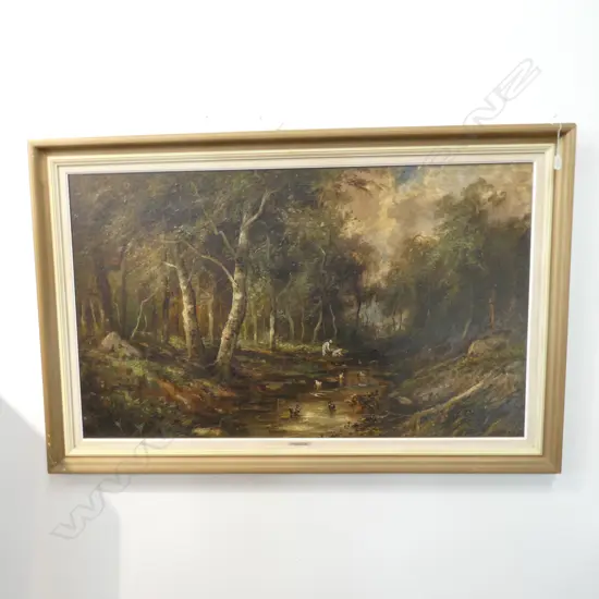 19THC OIL ON BOARD SIGNED MANZONI 730 X 1270 MM