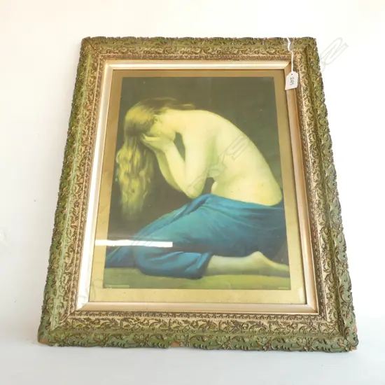 JJ.HENNER 'WEEPING MAGDALENE' FRAMED PRINT (400 X 300MM) - BEAUTIFUL ORNATE FRAME. 