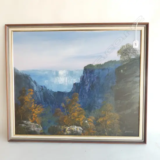 FRAMED OIL ON BOARD LANDSCAPE - SIGNED 'ANDREWS' 615 X 500MM