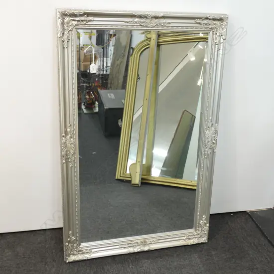 LARGE SILVER FRAMED MIRROR 740 X 1130MM