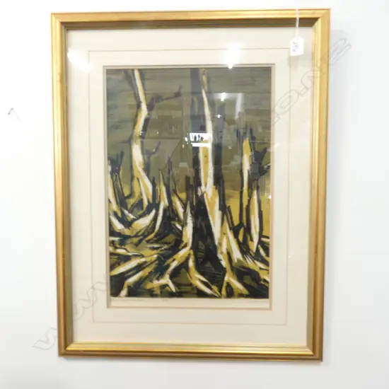 DON RAMAGE 'FOREST GRAVEYARD' FRAMED LTD. EDITION LITHOGRAPH 4/20. 480 X 330MM