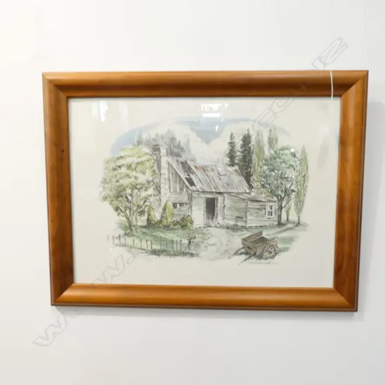 PETER ARNOLD 'SHEARERS HUT FRAMED LITHOGRAM. 440 X 310MM