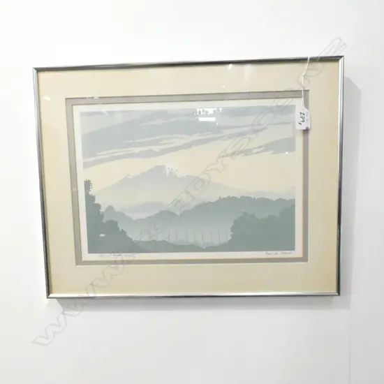 MT EGMONT FRAMED SCREEN PRINT, 340 X 260MM