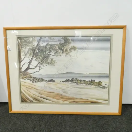 JOHN CHRICHTON 'RANGITOTO' FRAME LTD. ED. LITHOGRAM 273/300. 470 X 650MM
