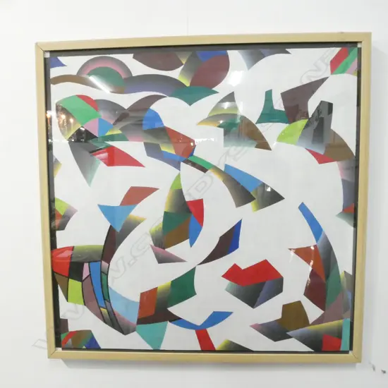 LLOYD HILLYER FRAMED ABSTRACT. 710 X 710MM