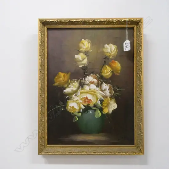 S.KING OIL ON CANVAS - VASE OF ROSES 285 X 385MM