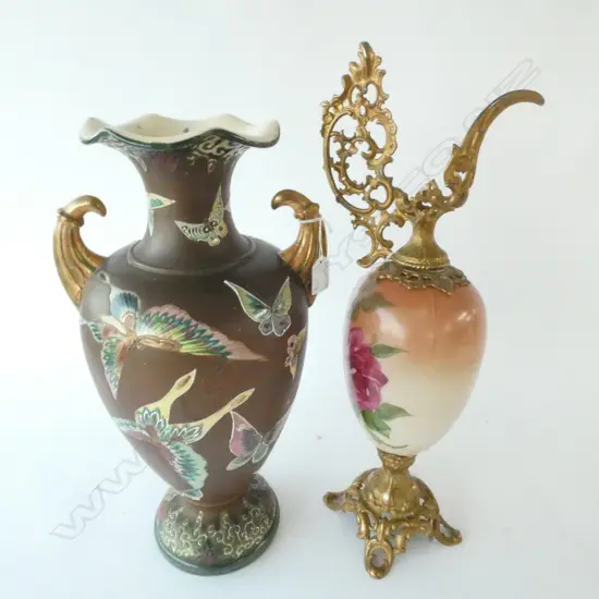 2 BROWN VICTORIAN VASES H. 520MM