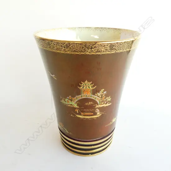 CARLTON WARE ROUGE ROYALE VASE, ORIENTAL DESIGN, H. 185MM