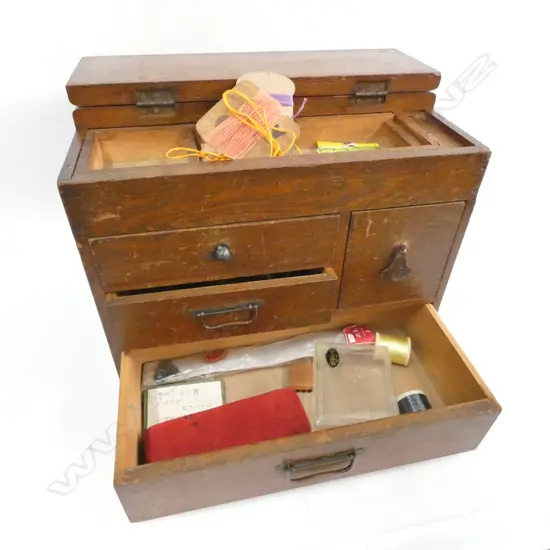 EARLY 20THC JAPANESE SEWING BOX FITTED....