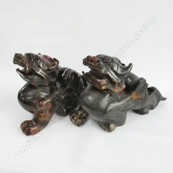 PR SOAPSTONE TEMPLE DOGS L. 400MM