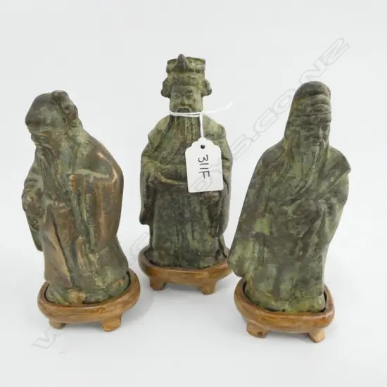 3 CHINESE CAST METAL FIGURES OF WISEMEN H. 170MM