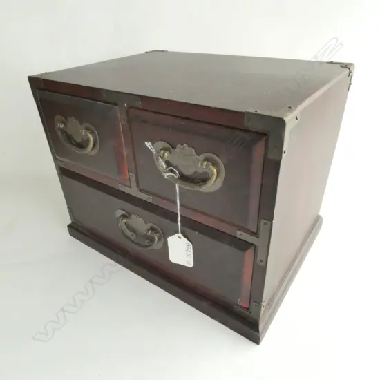 HARDWOOD 3-DRAWER SEWING BOX, 270 X 200 X 210MM