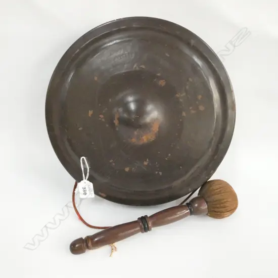 OLD JAPANESE DARK BROWN LACQUERED METAL GONG