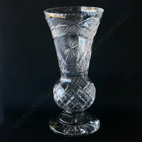 LG STUART CRYSTAL VASE, H. 410MM. CHIP TO TOP RIM