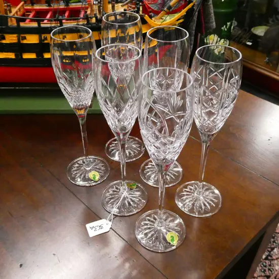 MIXED SET OF 6 WATERFORD CHAMPAGNE GLASSES