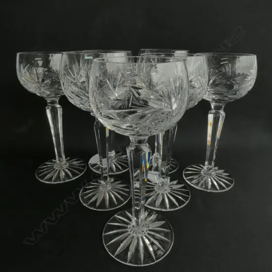 5 + 2 CUT CRYSTAL WINE GLASSES